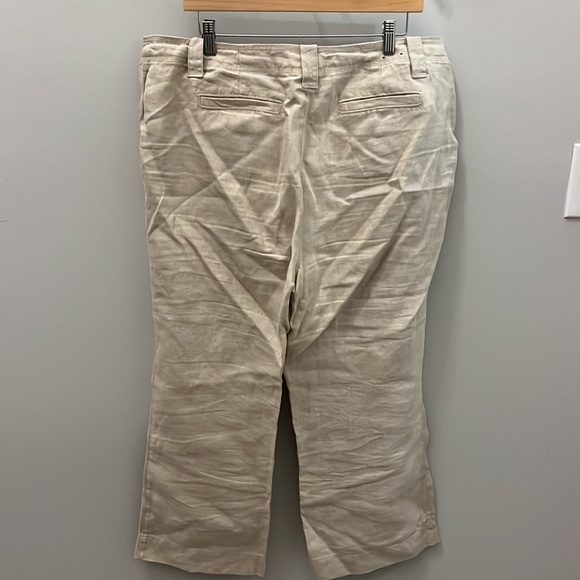Charter Club Linen Trousers Pants Cropped Classic Fit Size 16 Tan Wide Leg - Picture 4 of 7
